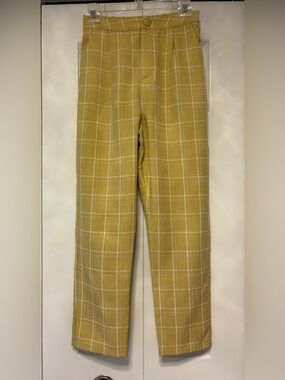Lena Mustard Windowpane Cropped Trousers